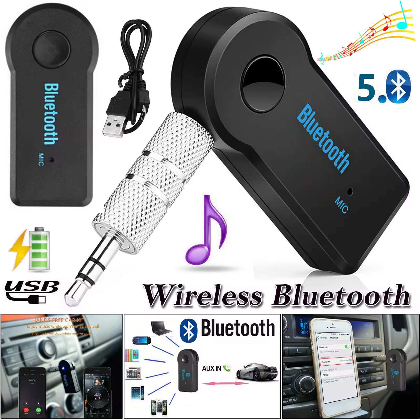 Home Cinema Pioneer - Bluetooth Aux Car Handsfree Kit 3.5mm