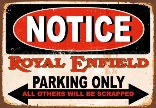 Notice Royal Enfield Parking O - Home Cinema Logo ulasan dan harga