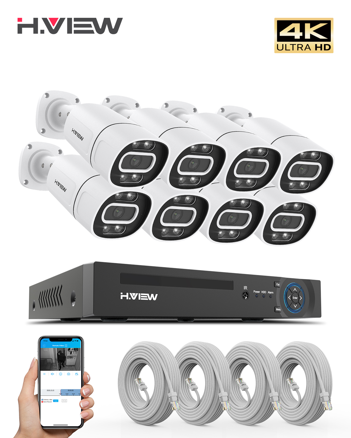 H.View 4K 5Mp 8Mp poe Cctv Sec - Home Cinema Kit ulasan dan harga