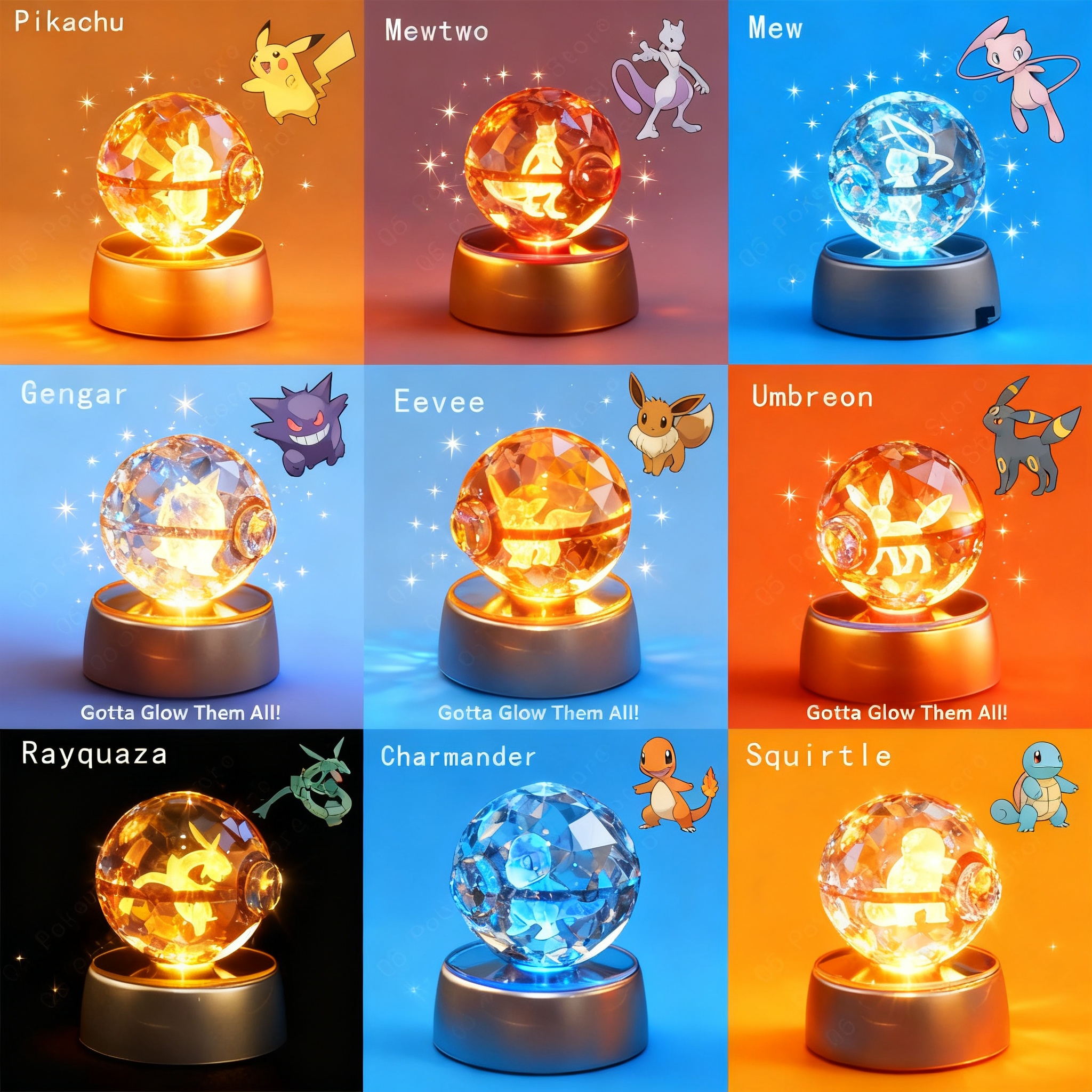 Pokemon Crystal Ball 3D Night  - Home Cinema Lighting ulasan dan harga