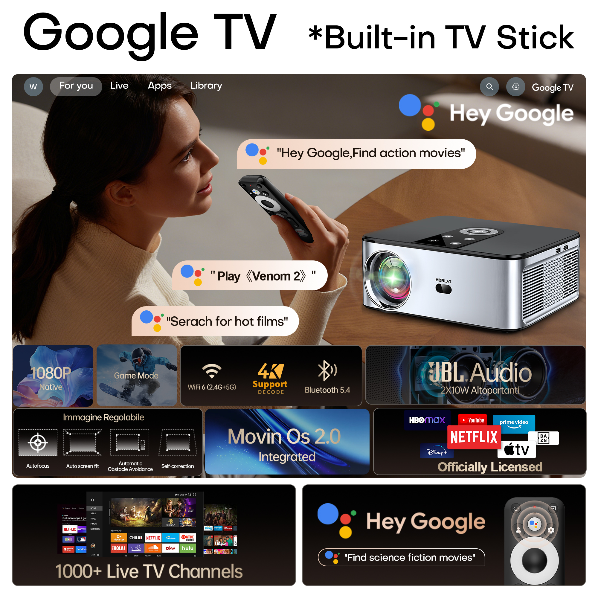 HORLAT 2000Ansi Lumens 4K LED  - Home Cinema Kit ulasan dan harga